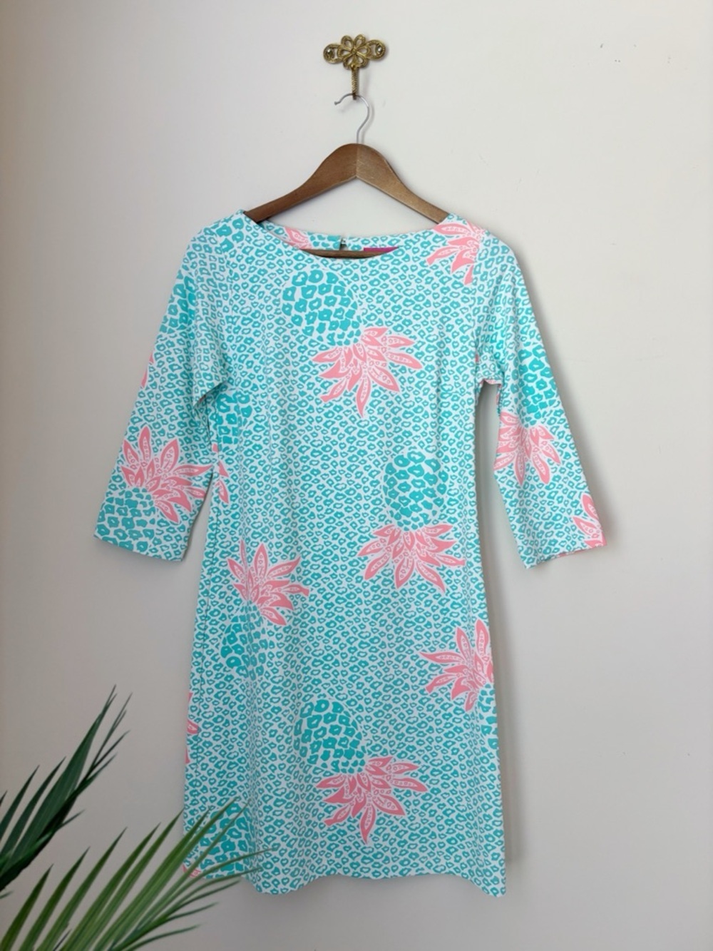 Britt Ryan Pineapple Print Shift Dress XS Summer Resortwear